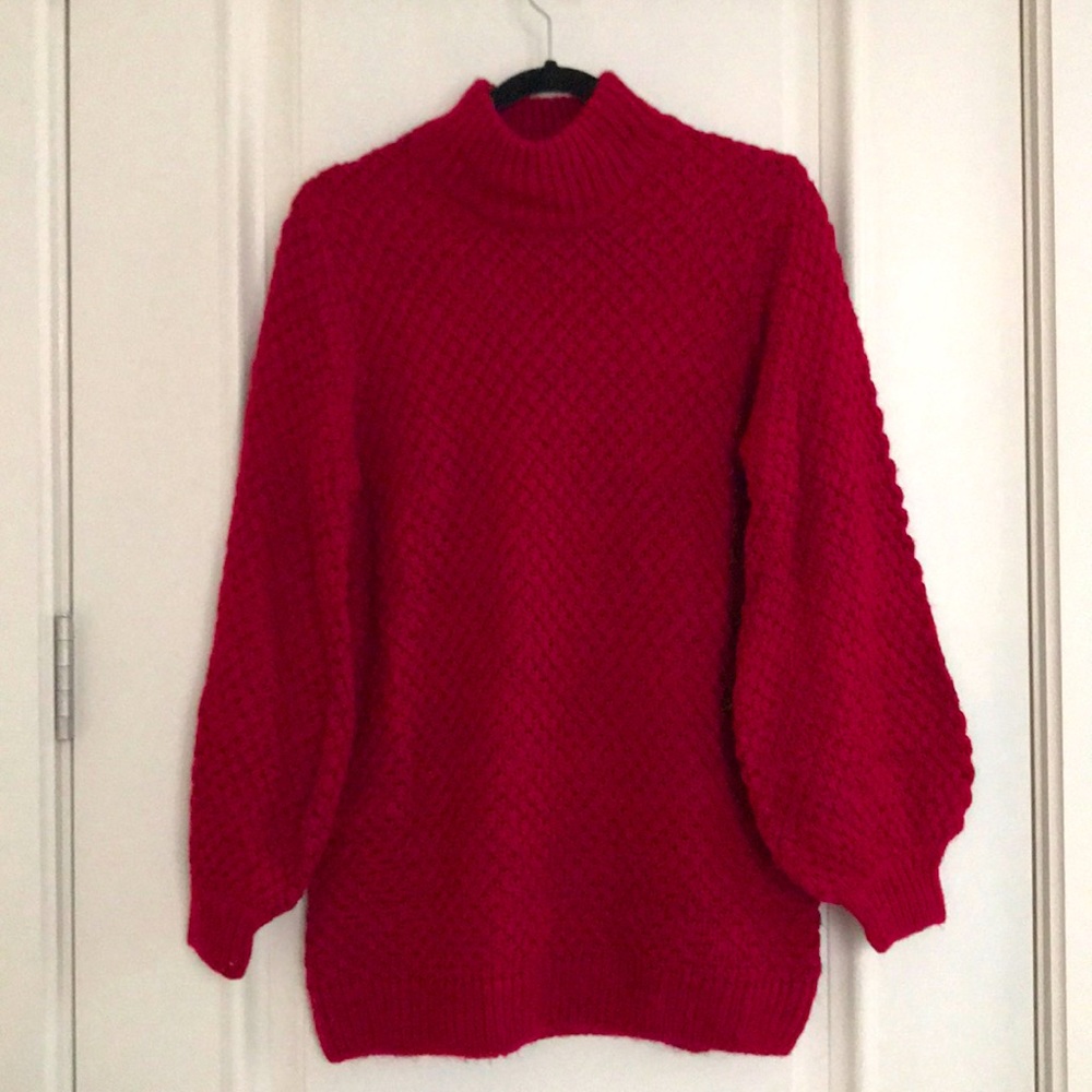 SOLD Balloon Sleeve Long Knit Sweater